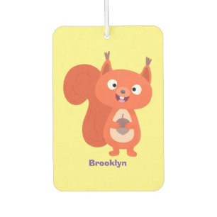 Happy cute red squirrel cartoon illustration car air freshener