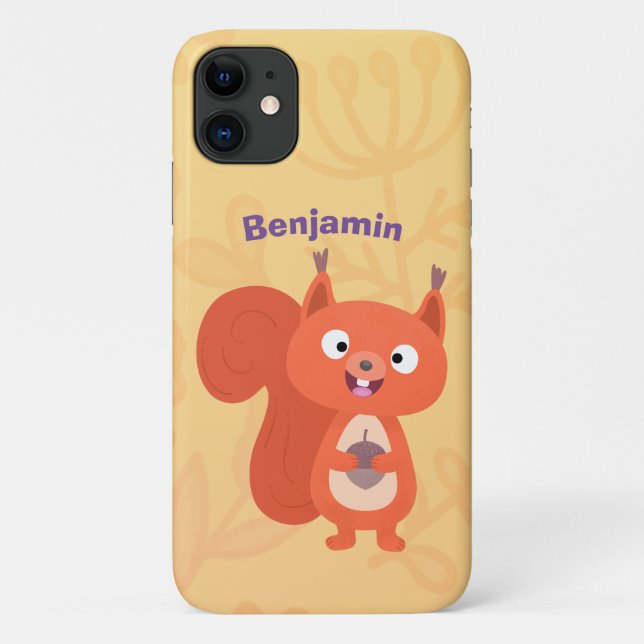 Happy cute red squirrel cartoon illustration Case-Mate iPhone case (Back)