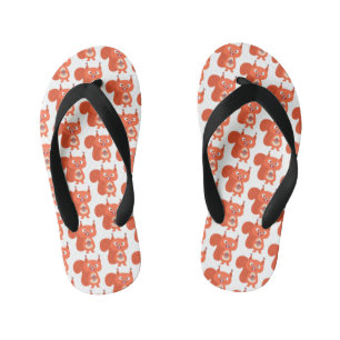 Happy cute red squirrel cartoon illustration kid's flip flops
