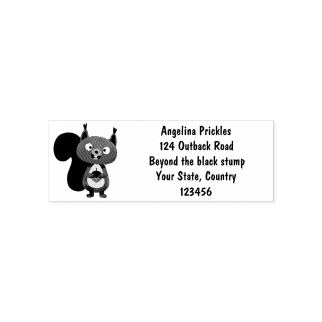 Happy cute red squirrel cartoon illustration self-inking stamp (Design)