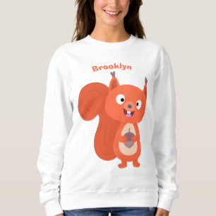 Happy cute red squirrel cartoon illustration sweatshirt