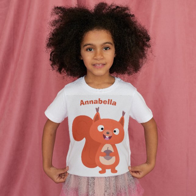 Happy cute red squirrel cartoon illustration T-Shirt (Creator Uploaded)