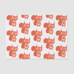 Happy cute red squirrel cartoon illustration tissue paper