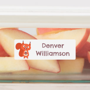 Happy cute red squirrel cartoon personalised