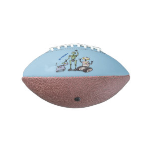 Happy cute robots trio cartoon american football