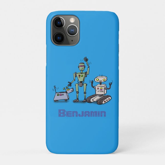 Happy cute robots trio cartoon Case-Mate iPhone case (Back)