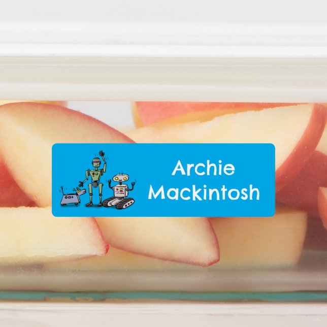 Happy cute robots trio cartoon personalised (Affixed)