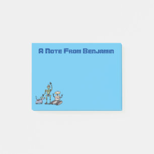 Happy cute robots trio cartoon post-it notes