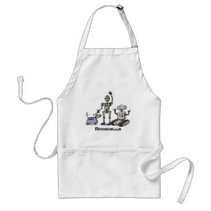 Happy cute robots trio cartoon standard apron
