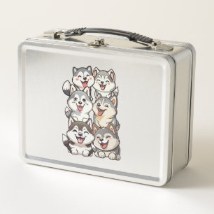 Happy cute Siberian huskies Metal Lunch Box