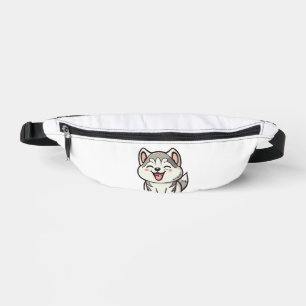 Happy cute Siberian husky dog Bum Bags