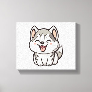 Happy cute Siberian husky dog Canvas Print