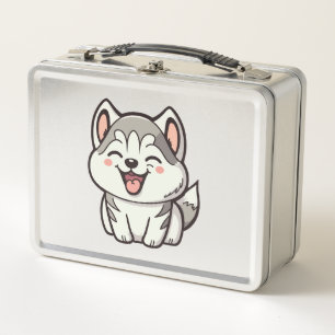 Happy cute Siberian husky dog Metal Lunch Box