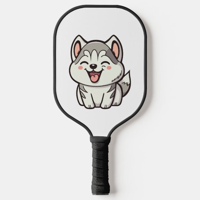 Happy cute Siberian husky dog Pickleball Paddle (Front)