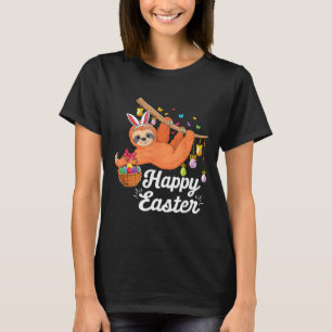 Happy Cute Sloth With Bunny Ears   Egg Hunting Eas T-Shirt