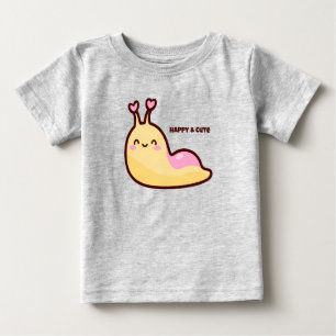 Happy Cute Slug Personalised Text Baby T-Shirt