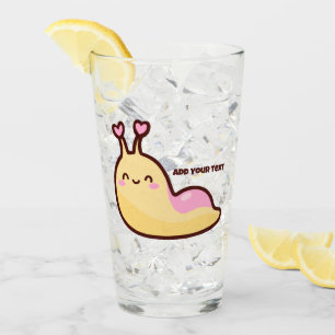 Happy Cute Slug Personalised Text Glass