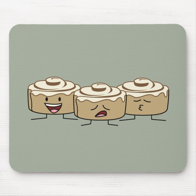 Happy Cute Smiling Cinnamon Rolls Mouse Mat (Front)