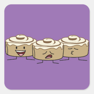 Happy Cute Smiling Cinnamon Rolls Square Sticker