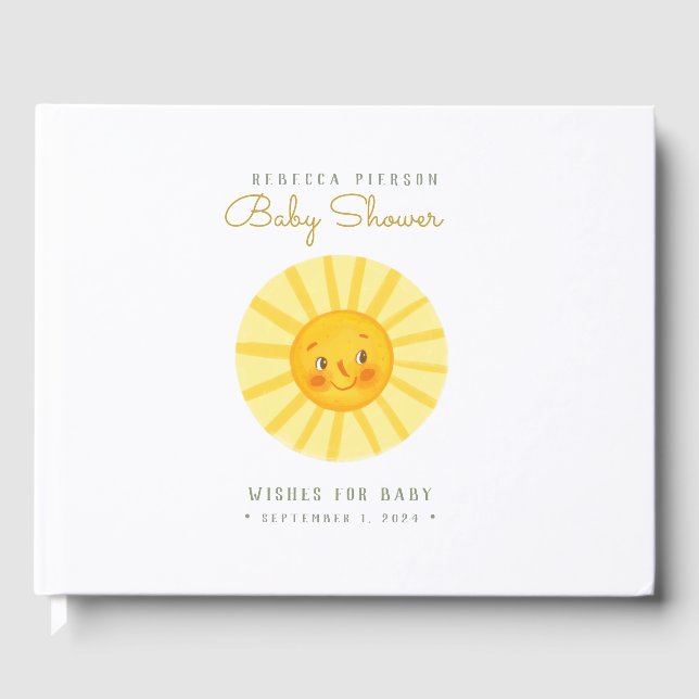 Happy Cute Sun Baby Shower Guest Book (Front)