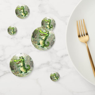 Happy Cute Wild Crocodile Jungle Trees Beautiful Confetti