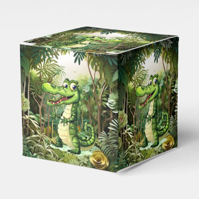 Happy Cute Wild Crocodile Jungle Trees Beautiful Favour Box (Front Side)