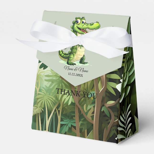 Happy Cute Wild Crocodile Jungle Trees Beautiful Favour Box (Front Side)