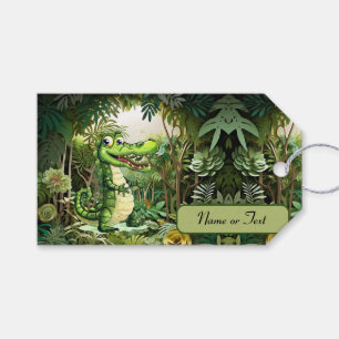 Happy Cute Wild Crocodile Jungle Trees Beautiful Gift Tags