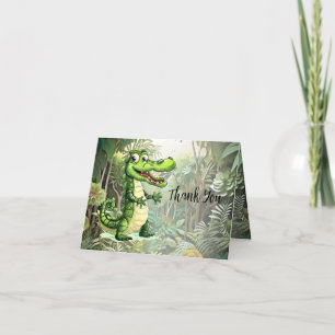 Happy Cute Wild Crocodile Jungle Trees Beautiful Thank You Card