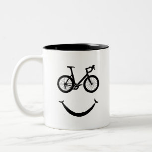 Happy Cycling Riding Bicycle Clipart BikingClipArt Two-Tone Coffee Mug