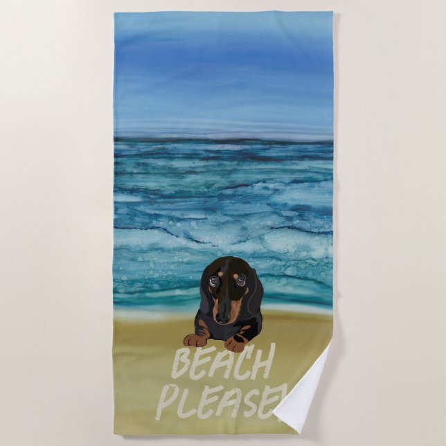 Happy Dachshund Beach Towel (Front)
