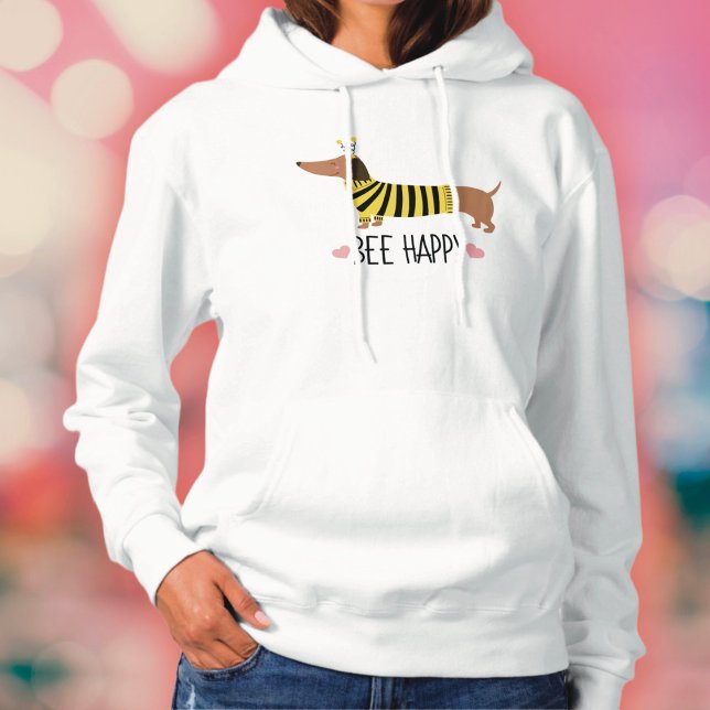 Happy Dachshund Bumblebee Hooded Sweatshirt (Creator Uploaded)