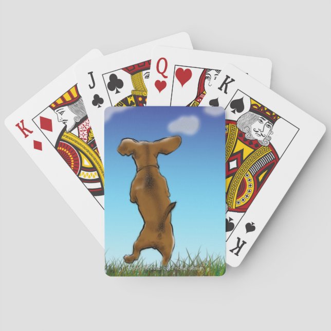 Happy Dachshund playing cards (Back)