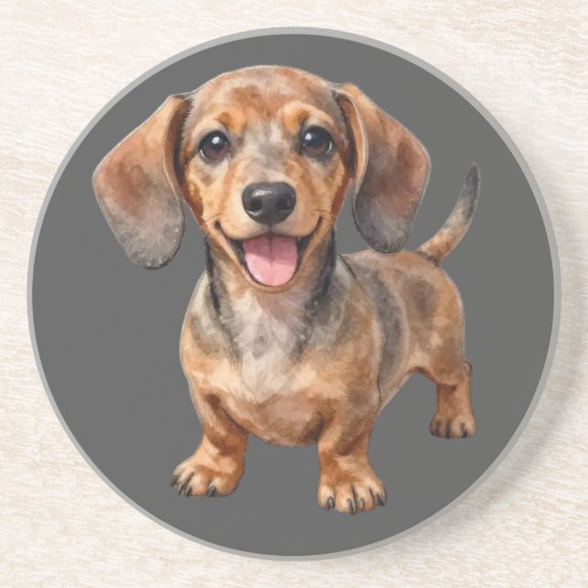 Happy Dachshund Puppy Coaster (Front)