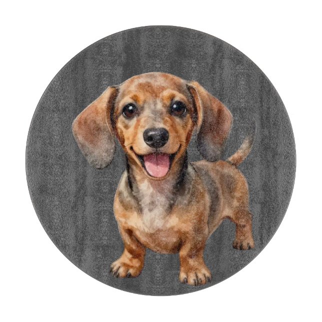 Happy Dachshund Puppy Cutting Board (Front)