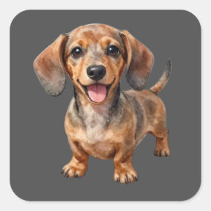 Happy Dachshund Puppy Square Sticker
