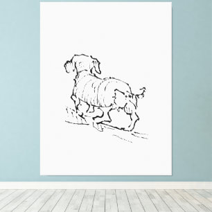 Happy Dachshund – Sausage Dog Illustration Canvas Print