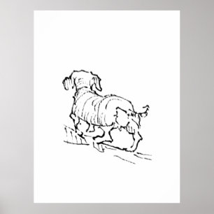 Happy Dachshund – Sausage Dog Illustration Poster