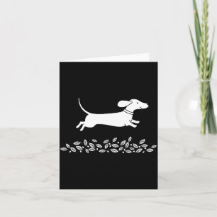 Happy Dachshund With Autumn Leaves For Pet Lovers  Card