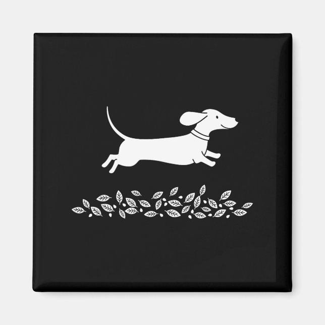 Happy Dachshund With Autumn Leaves For Pet Lovers  Magnet (Front)
