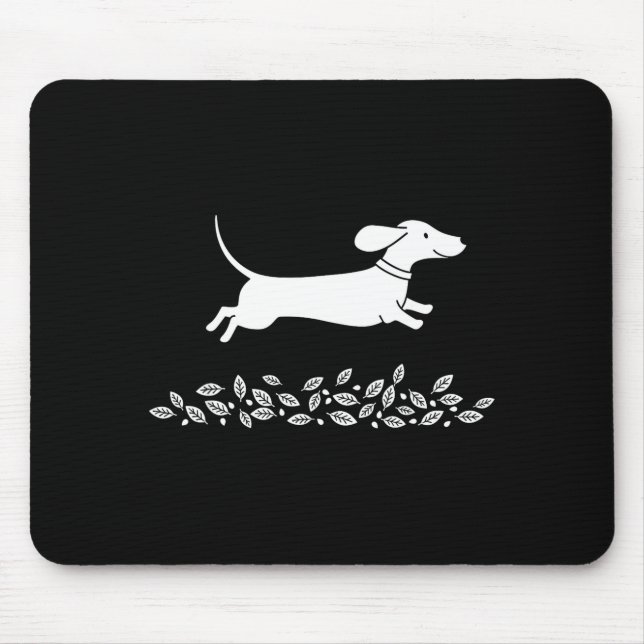 Happy Dachshund With Autumn Leaves For Pet Lovers  Mouse Mat (Front)