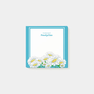 Happy Daisies Blue - White Post-it Notes