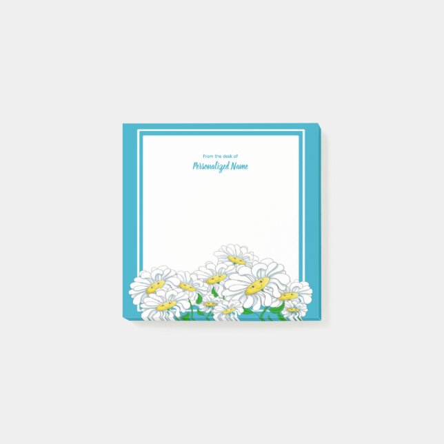 Happy Daisies Blue - White  Post-it Notes (Front)