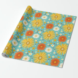 Happy Daisies Colourful Pattern Wrapping Paper