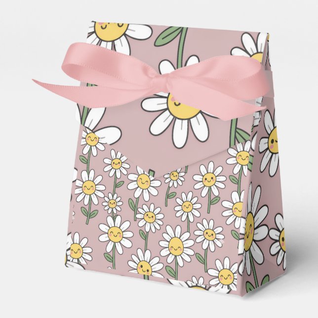 Happy Daisies Pattern - Cute Floral Design Favour Box (Front Side)
