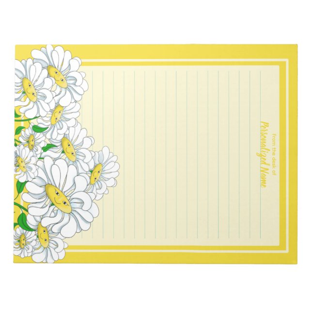 Happy Daisies Yellow-Yellow Lined  Notepad (Front)