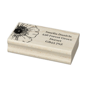 Happy Daisy Address label Rubber Stamp