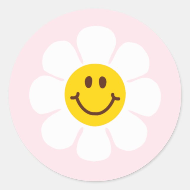 Happy Daisy Floral Invitation  Classic Round Sticker (Front)