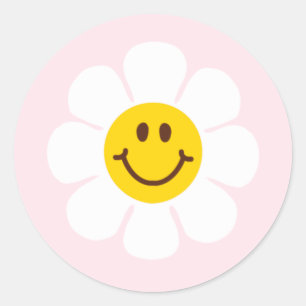 Happy Daisy Floral Invitation  Classic Round Sticker