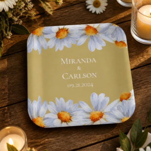 Happy Daisy Wedding Paper Plate